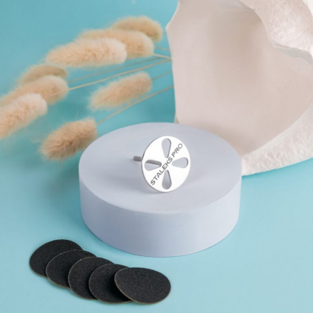 PDset-25 Диск педикюрный PODODISC EXPERT L в комплекте со сменным файлом 180 грит 5 шт (25 мм)